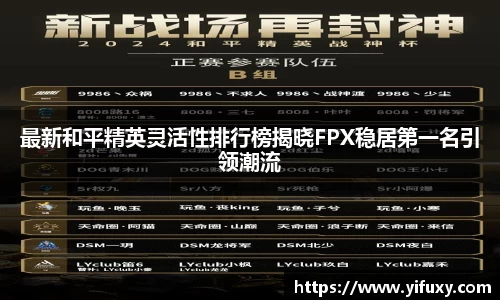 最新和平精英灵活性排行榜揭晓FPX稳居第一名引领潮流